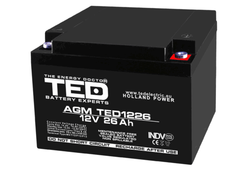 Acumulator AGM VRLA 12V 26Ah plumb acid 165x175x125 mm M5 terminal TED Battery Expert Holland