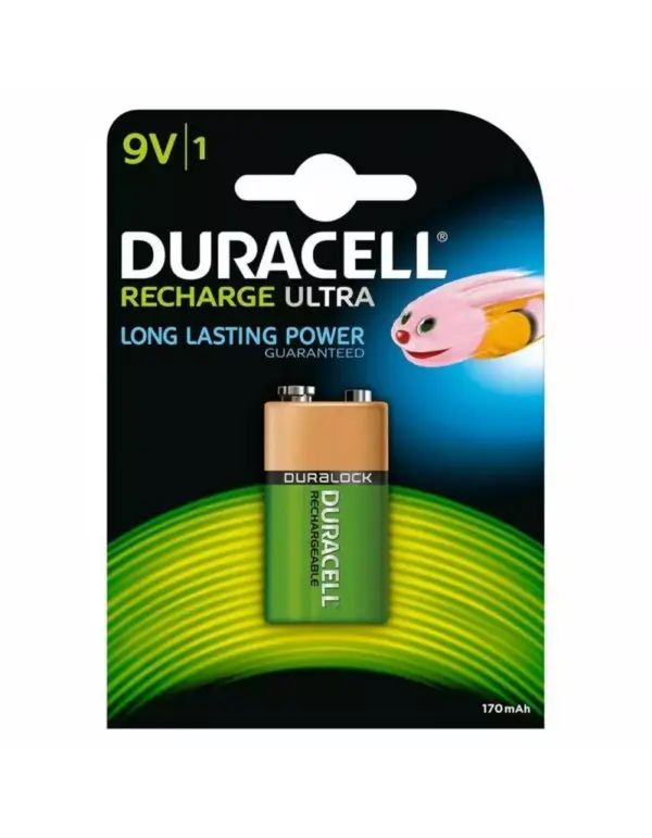 Acumulator RECHARGE ULTRA DURACELL 9V 170mAh 26.5x17.5x48.5mm