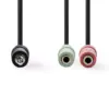 Adaptor audio pentru casti Jack 3.5 mm tata - 2x 3.5 mm mama 0.2m negru NEDIS - imagine 2