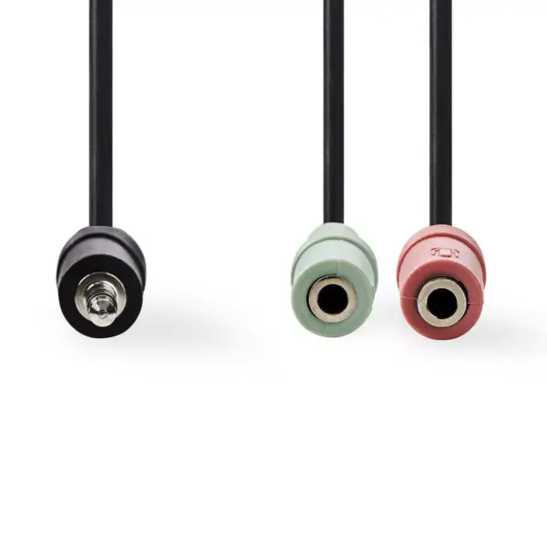 Adaptor audio pentru casti Jack 3.5 mm tata - 2x 3.5 mm mama 0.2m negru NEDIS - imagine 2