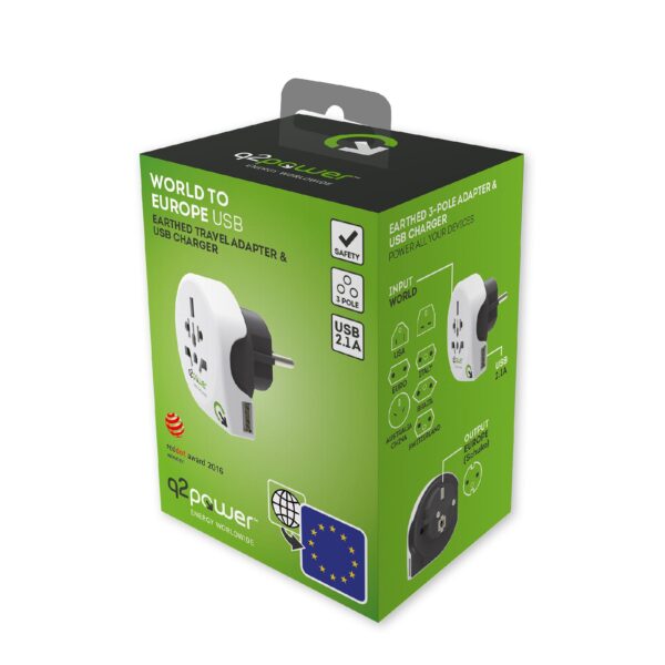 Adaptor calatorii World to Europe + USB Q2 AUSTRALIA CHINA ITALIA UK CH BRAZIL USA EURO 16A 1.100110 - imagine 3