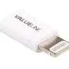 Adaptor iPhone Lightning tata - micro USB mama alb Valueline - imagine 2