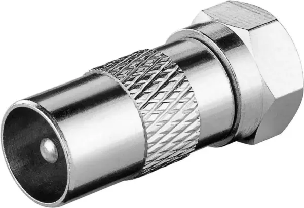 Adaptor mufa cablu coaxial tata TV - F tata din cupru Goobay - imagine 2