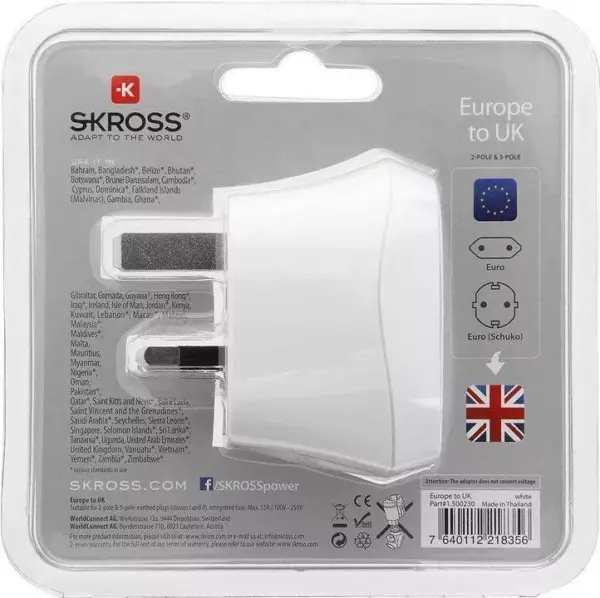 Adaptor priza EU - UK 13A Skross 1.500230-E - imagine 4