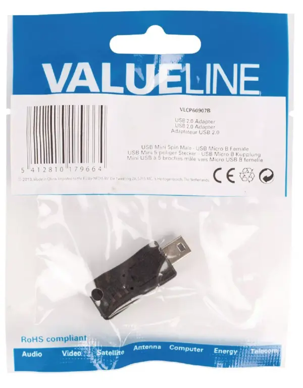 Adaptor USB 2.0 USB micro USB B mama - mini USB 5 pini tata Valueline - imagine 3