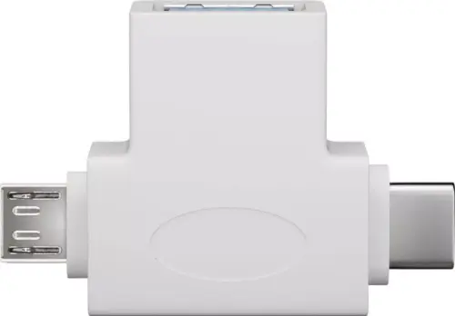 Adaptor USB 3.0 A mama la tata micro USB +USB Type C tata alb Goobay