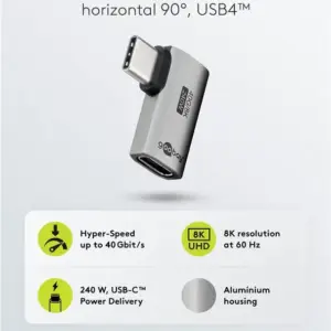Adaptor USB-C mama - USB-C tata orizontal 90 Thunderbolt3/4 Goobay 74441