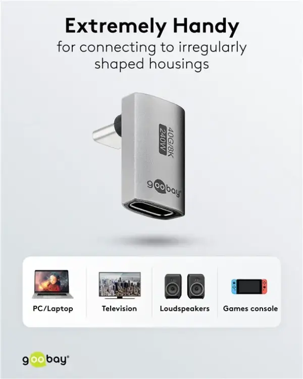 Adaptor USB-C mama - USB-C tata vertical 90 Thunderbolt3/4 Goobay 74442 - imagine 7
