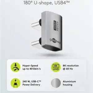 Adaptor USB-C3.1 mama - USB-C tata la 180 in forma de U Thunderbolt 3 /4 Goobay 74446