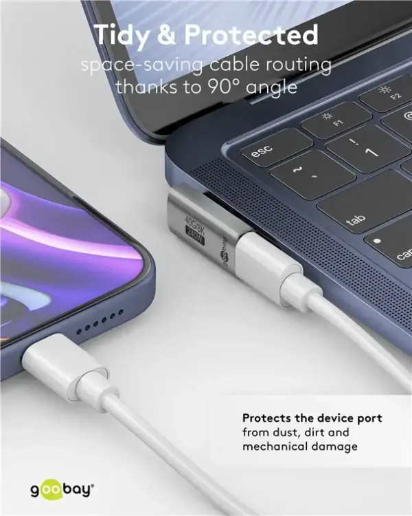 Adaptor USB-C3.1 mama - USB-C tata rotit vertical la 90 Thunderbolt 3 /4 Goobay 74443 - imagine 5