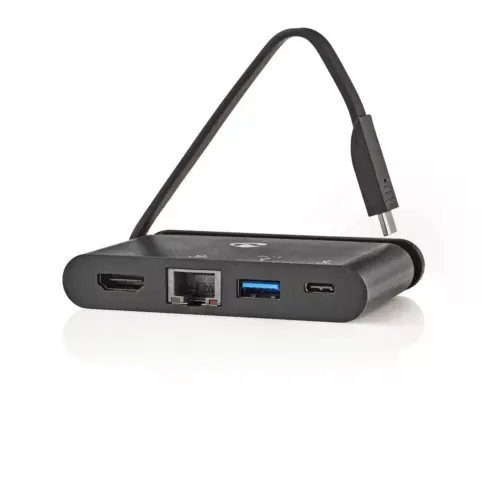 Adaptor USB Type C - HDMI USB3.0 Gigabit Ethernet USB Type C PD 100W negru Nedis