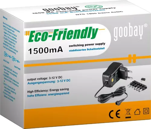 Alimentator de curent continuu 3V-12V 1500mA +6 mufe Goobay
