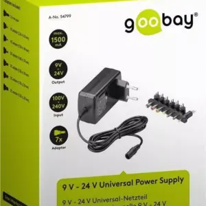 Alimentator in comutatie Universal 9-24V 1500mA 9 mufe Goobay