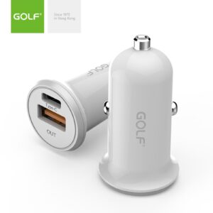 Alimentator incarcator auto 12-24V la 1x USB QC +1x 3A FastCharge USB Type C PD alb GF-C7 Golf