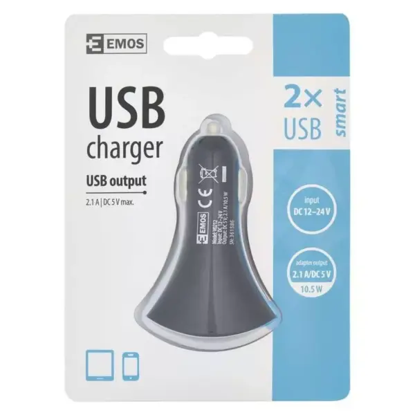 Alimentator incarcator USB 12V/24V la 2x USB 2.1A negru V0212 EMOS - imagine 4