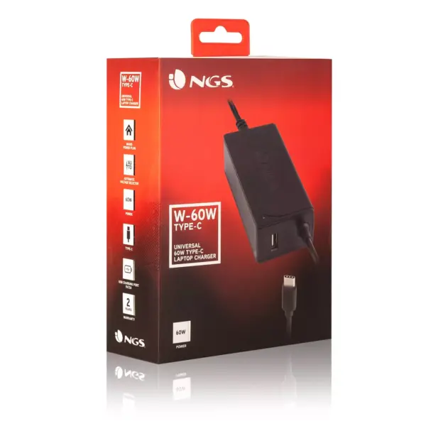 Alimentator notebook conector USB Type C 5-20V 60W 100-240V NGS - imagine 2