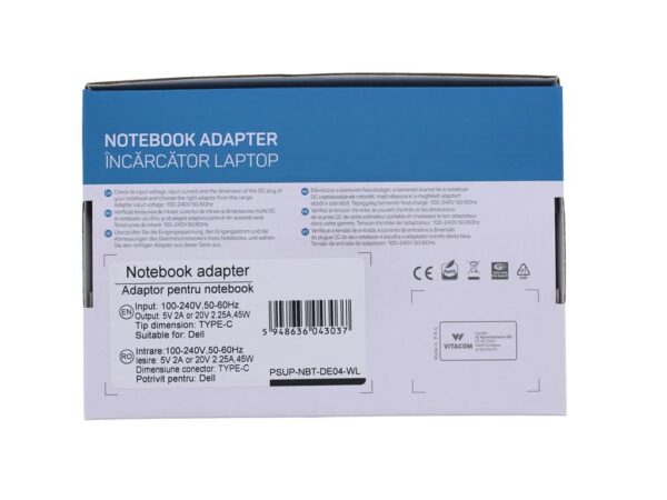 Alimentator pentru laptop Dell 5V/2A 20V/2.25A 45W USB type C Well - imagine 2