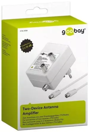 Amplificator semnal TV/antena DVB-T DVB-T2 DVB-C 2x 15dB Goobay