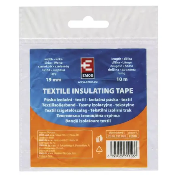 Banda adeziva izolatoare textila 10m x 19mm negru F6910 EMOS - imagine 2