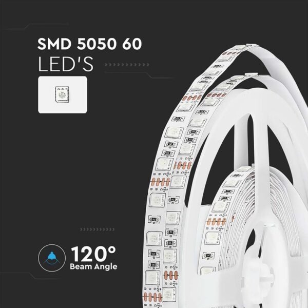 Banda LED 12V SMD5050 60LED/m 7W/m 900lm RGB IP20 5m V-TAC SKU-212120 - imagine 4