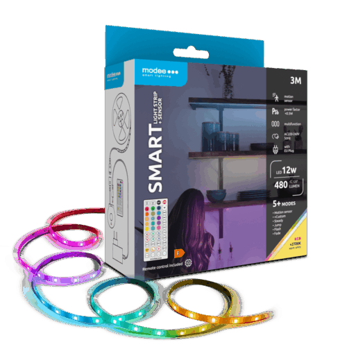 Banda LED Smart Modee 12W senzor de miscare cu telecomanda 2700K +RGB 480lm IP20 3m MSL-LS12W3MRGB2700KS-R