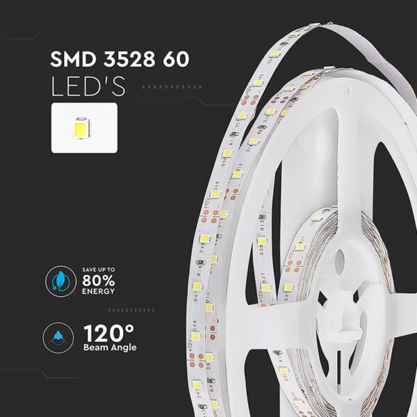 Banda LED SMD3528 60LED/m verde 12V IP20 5m V-TAC SKU-212011 - imagine 4