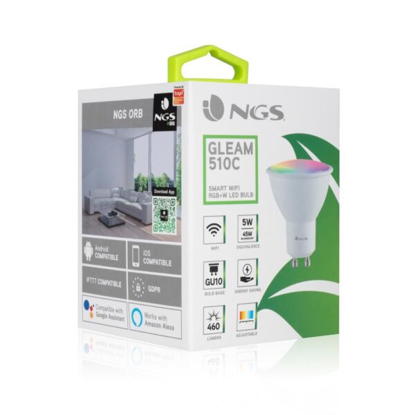Bec LED Smart WiFi GU10 5W RGB 460lm Gleam 510C NGS - imagine 4