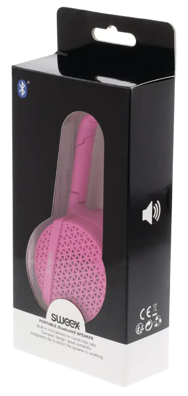 Boxa bluetooth portabila cu clip pentru atasare 3W roz Sweex - imagine 3