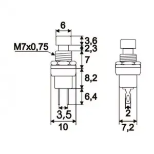 Buton 1 circuit 12VDC ON-(OFF) fara retinere rosu