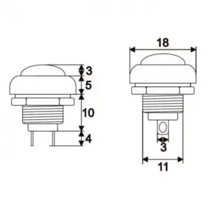 Buton 1 circuit 1A 250V OFF-(ON) portocaliu fara retinere