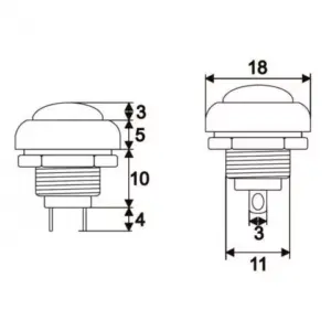 Buton 1 circuit 1A 250V OFF-(ON) verde fara retinere