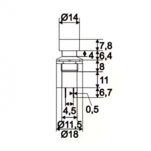 Buton 1 circuit 1A 250V ON-(OFF) negru fara retinere
