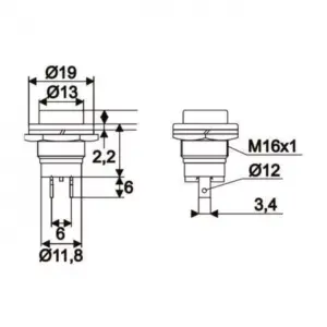 Buton 1 circuit 2A 250V OFF-(ON) fara retinere albastru 09065KE