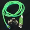Cablu 1m 3in1 USB TYPE C iPhone Micro USB iluminat LED verde - imagine 2