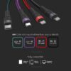 Cablu 4in1 USB TYPE C MICRO USB LIGHTNING - USB 2.4A 1.2m V-TAC SKU-7748 - imagine 4