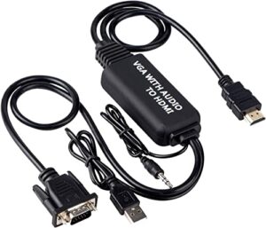Cablu adaptor convertor VGA tata + audio JACK 3.5 mm tata la HDMI tata 1.8m alimentare prin USB