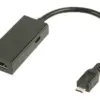 Cablu adaptor MHL tata - HDMI mama + micro USB B mama 0.2metri negru VALUELINE - imagine 2