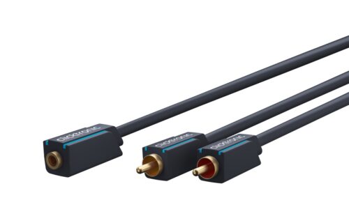 Cablu adaptor Profesional Jack 3.5 mm mama - 2x RCA tata OFC cupru 10cm dublu ecranat aurit Clicktronic 70493