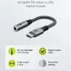 Cablu adaptor USB-C la mufa Jack 3.5 mm mama 15cm textil Goobay 74056 - imagine 2