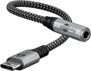 Cablu adaptor USB-C la mufa Jack 3.5 mm mama 15cm textil Goobay 74056