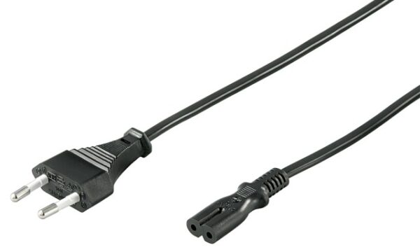 Cablu alimentare Euro la tip 2 pini 1.5m 2x0.75mm2 CUPRU 2.5A 250V negru