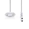 Cablu alimentare Euro tata - 2 Pini IEC-320-C7 cotit 2m alb Nedis - imagine 2