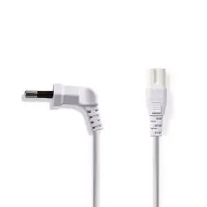 Cablu alimentare Euro tata cotit - 2 Pini IEC-320-C7 2m alb Nedis