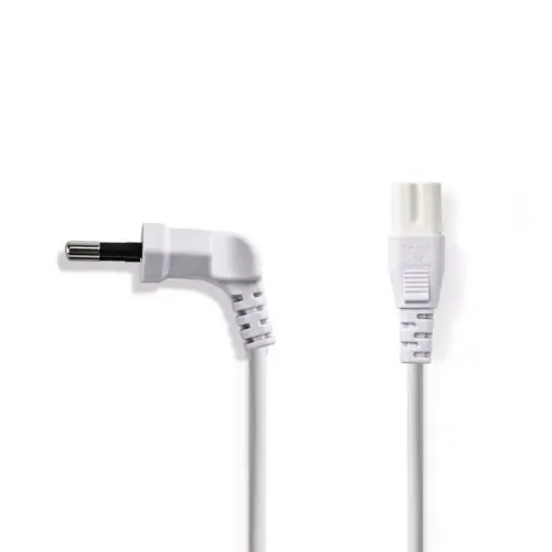 Cablu alimentare Euro tata cotit - 2 Pini IEC-320-C7 2m alb Nedis