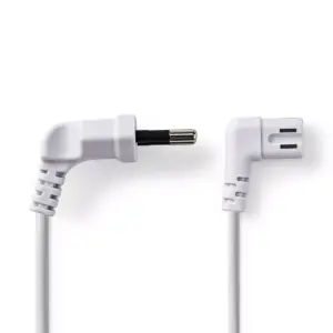 Cablu alimentare Euro tata cotit - 2 Pini IEC-320-C7 cotit 2m alb Nedis