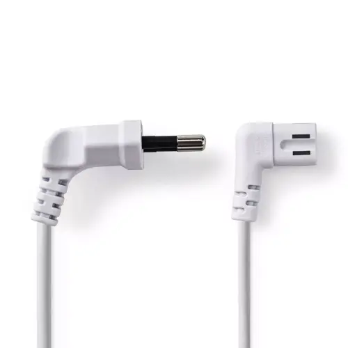 Cablu alimentare Euro tata cotit - 2 Pini IEC-320-C7 cotit 2m alb Nedis