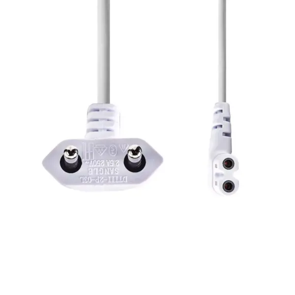 Cablu alimentare Euro tata cotit - 2 Pini IEC-320-C7 cotit 3m alb Nedis - imagine 2