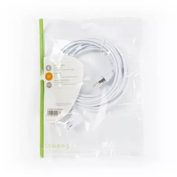 Cablu alimentare Euro tata cotit - 2 Pini IEC-320-C7 cotit 3m alb Nedis - imagine 3