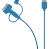 Cablu alimentare si sincronizare albastru USB 2.0 - micro USB +adaptor lightning +Apple Dock 30pini 1m cupru Valueline - imagine 2