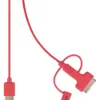 Cablu alimentare si sincronizare rosu USB 2.0 - micro USB +adaptor lightning +Apple Dock 30pini 1m cupru Valueline - imagine 2